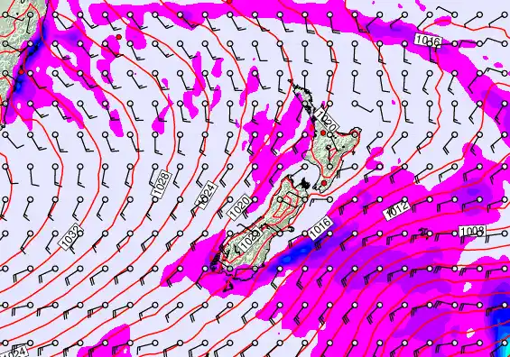 New Zealand forecast chart for Monday, May 11th, 2026 at 12:00 PM