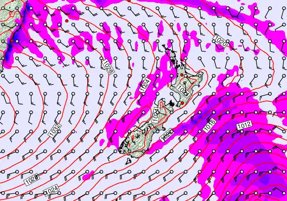 New Zealand forecast chart for Monday, May 11th, 2026 at 6:00 PM