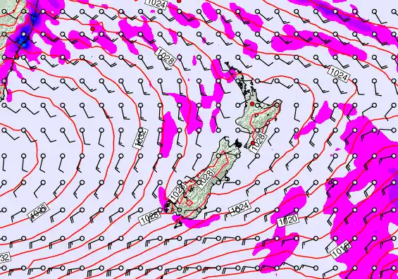 New Zealand forecast chart for Tuesday, May 12th, 2026 at 6:00 AM