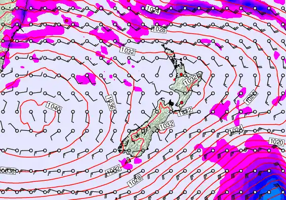New Zealand forecast chart for Wednesday, May 13th, 2026 at 12:00 AM