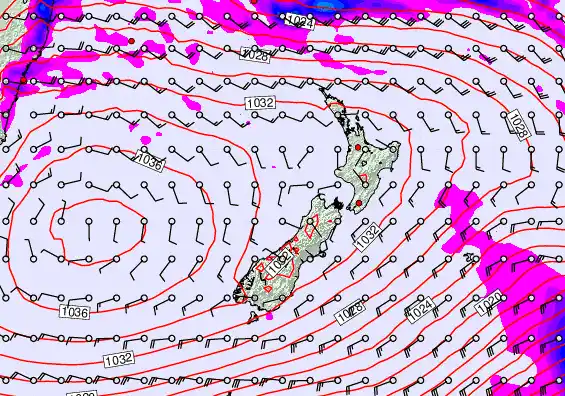 New Zealand forecast chart for Wednesday, May 13th, 2026 at 6:00 AM
