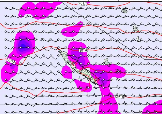 New Caledonia forecast chart for Tuesday, May 5th, 2026 at 12:00 PM
