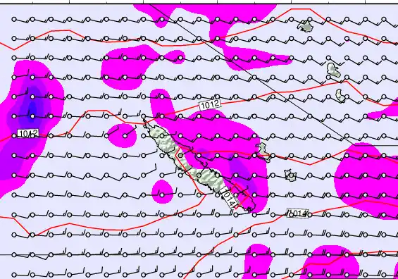 New Caledonia forecast chart for Tuesday, May 5th, 2026 at 6:00 PM