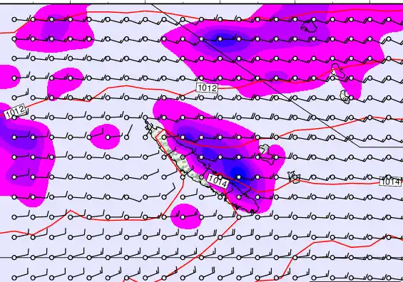 New Caledonia forecast chart for Wednesday, May 6th, 2026 at 6:00 PM