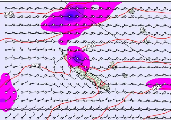 New Caledonia forecast chart for Thursday, May 7th, 2026 at 6:00 AM