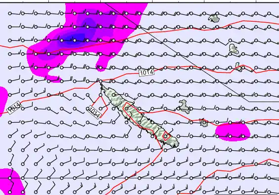 New Caledonia forecast chart for Thursday, May 7th, 2026 at 12:00 PM