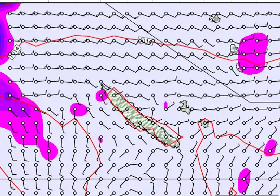 New Caledonia forecast chart for Friday, May 8th, 2026 at 12:00 PM