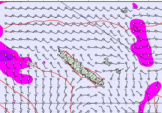 New Caledonia forecast chart for Friday, May 8th, 2026 at 6:00 PM