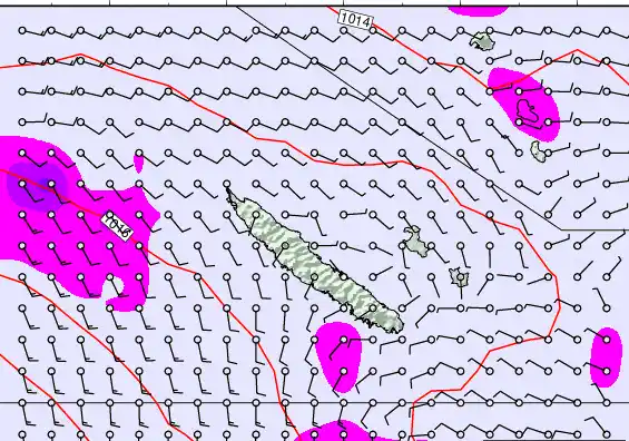 New Caledonia forecast chart for Saturday, May 9th, 2026 at 12:00 AM