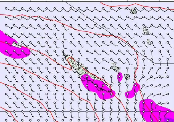 New Caledonia forecast chart for Saturday, May 9th, 2026 at 12:00 PM