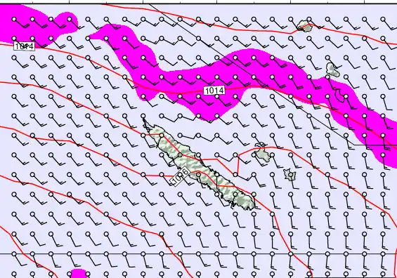 New Caledonia forecast chart for Sunday, May 10th, 2026 at 6:00 AM