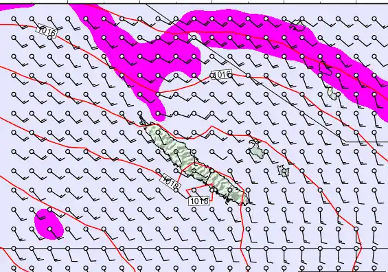 New Caledonia forecast chart for Sunday, May 10th, 2026 at 12:00 PM