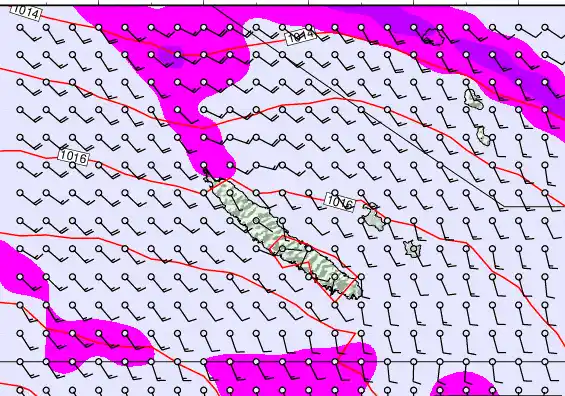 New Caledonia forecast chart for Sunday, May 10th, 2026 at 6:00 PM
