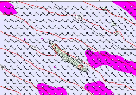 New Caledonia forecast chart for Monday, May 11th, 2026 at 12:00 PM