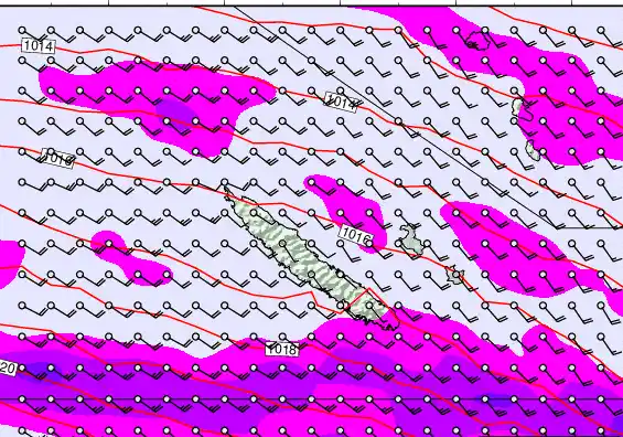 New Caledonia forecast chart for Wednesday, May 13th, 2026 at 12:00 AM