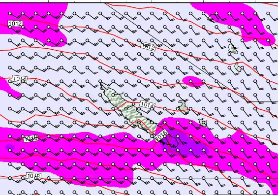 New Caledonia forecast chart for Wednesday, May 13th, 2026 at 6:00 AM