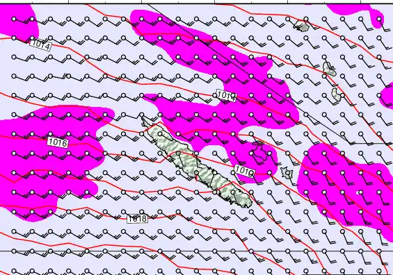 New Caledonia forecast chart for Wednesday, May 13th, 2026 at 12:00 PM