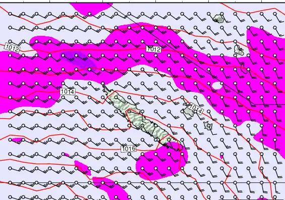 New Caledonia forecast chart for Wednesday, May 13th, 2026 at 6:00 PM