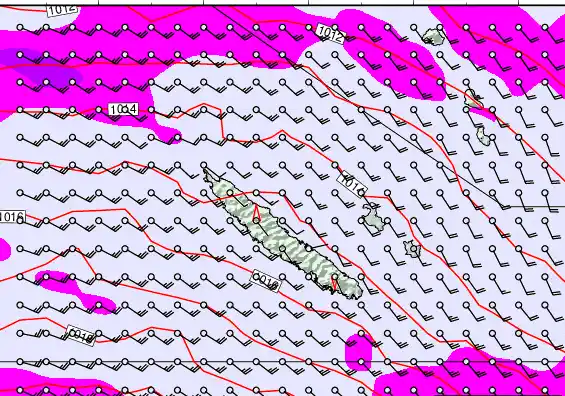 New Caledonia forecast chart for Thursday, May 14th, 2026 at 12:00 AM