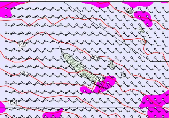 New Caledonia forecast chart for Thursday, May 14th, 2026 at 6:00 AM