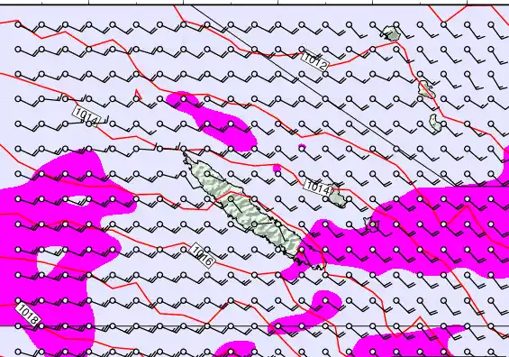 New Caledonia forecast chart for Thursday, May 14th, 2026 at 12:00 PM