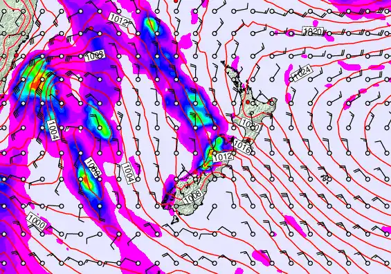 New Zealand forecast chart for Thursday, May 7th, 2026 at 12:00 PM