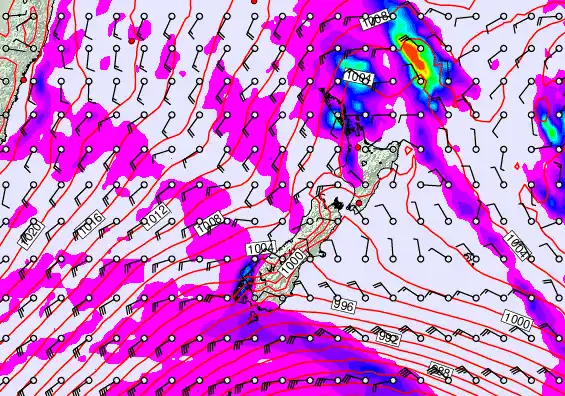 New Zealand forecast chart for Saturday, May 9th, 2026 at 6:00 PM