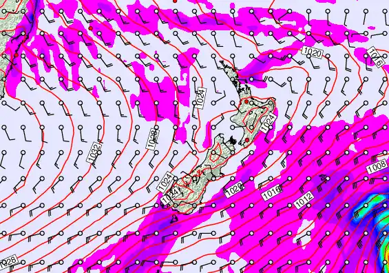 New Zealand forecast chart for Monday, May 11th, 2026 at 12:00 PM