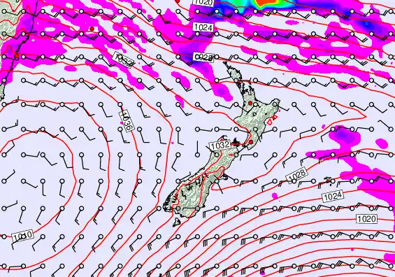 New Zealand forecast chart for Wednesday, May 13th, 2026 at 12:00 AM