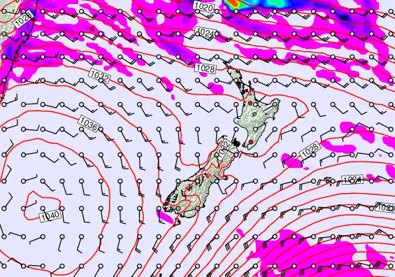 New Zealand forecast chart for Wednesday, May 13th, 2026 at 6:00 AM