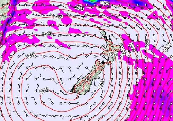 New Zealand forecast chart for Thursday, May 14th, 2026 at 12:00 AM