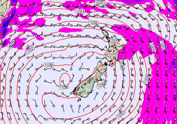 New Zealand forecast chart for Thursday, May 14th, 2026 at 6:00 AM