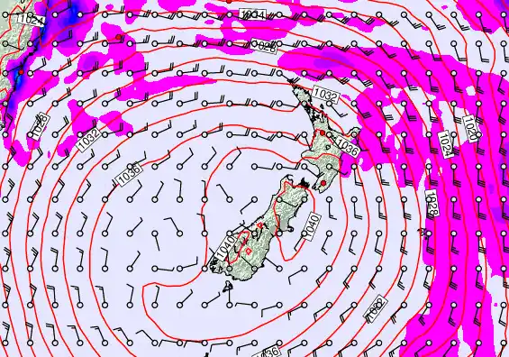 New Zealand forecast chart for Thursday, May 14th, 2026 at 12:00 PM