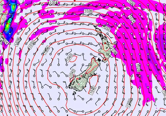 New Zealand forecast chart for Friday, May 15th, 2026 at 12:00 AM