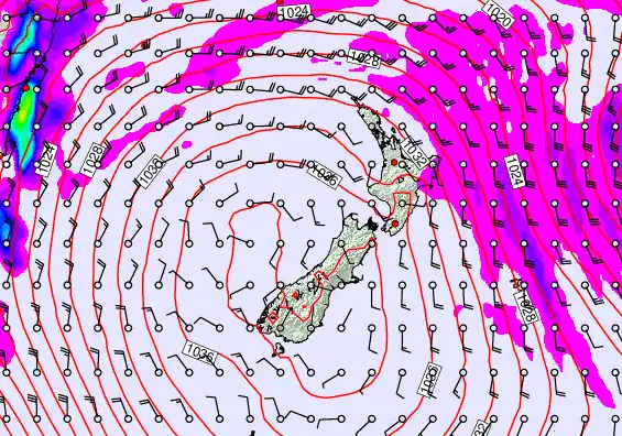 New Zealand forecast chart for Friday, May 15th, 2026 at 6:00 AM