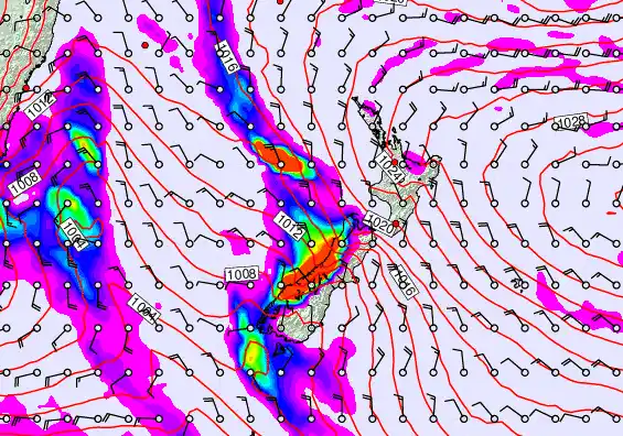 New Zealand forecast chart for Thursday, May 7th, 2026 at 12:00 AM