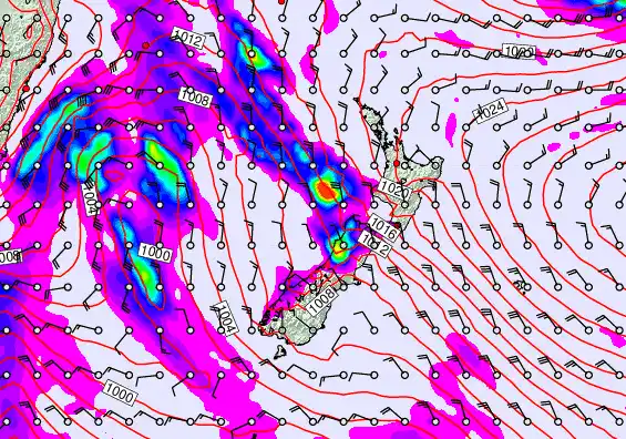 New Zealand forecast chart for Thursday, May 7th, 2026 at 12:00 PM