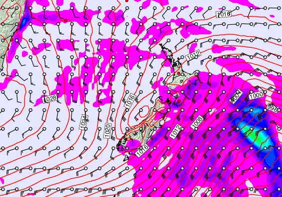 New Zealand forecast chart for Sunday, May 10th, 2026 at 6:00 PM