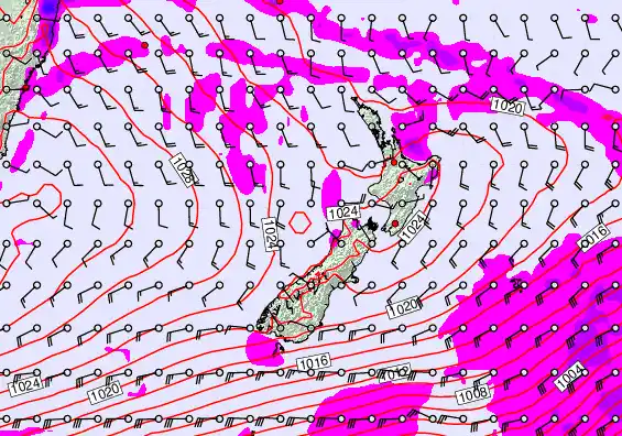New Zealand forecast chart for Monday, May 11th, 2026 at 6:00 AM
