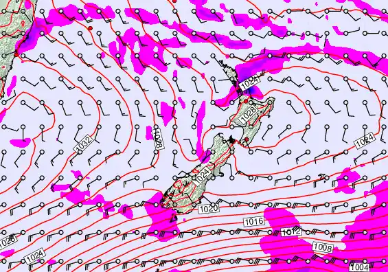New Zealand forecast chart for Monday, May 11th, 2026 at 12:00 PM