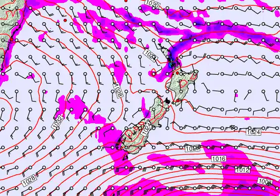 New Zealand forecast chart for Monday, May 11th, 2026 at 6:00 PM