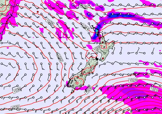New Zealand forecast chart for Tuesday, May 12th, 2026 at 6:00 AM