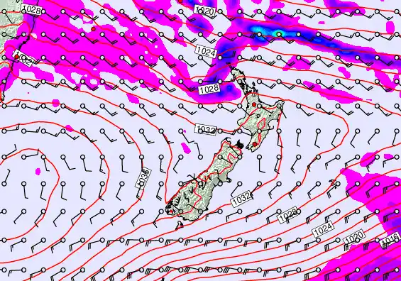 New Zealand forecast chart for Tuesday, May 12th, 2026 at 6:00 PM