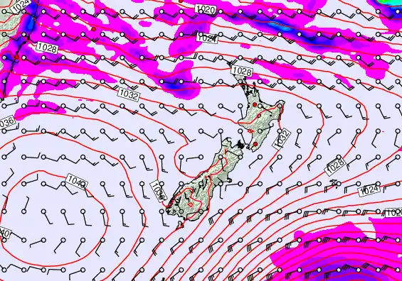 New Zealand forecast chart for Wednesday, May 13th, 2026 at 6:00 AM