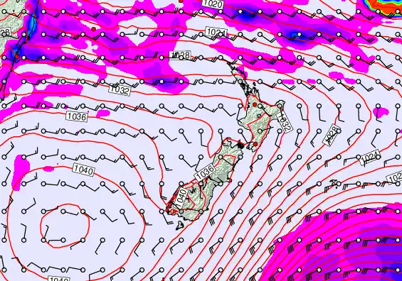New Zealand forecast chart for Wednesday, May 13th, 2026 at 12:00 PM