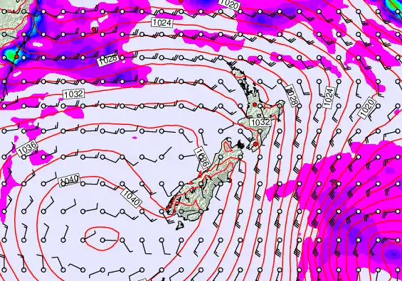 New Zealand forecast chart for Thursday, May 14th, 2026 at 12:00 AM