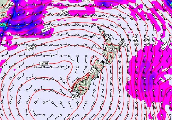 New Zealand forecast chart for Thursday, May 14th, 2026 at 6:00 AM