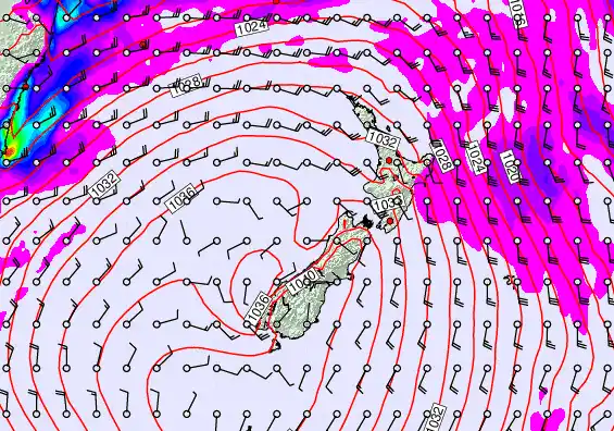 New Zealand forecast chart for Thursday, May 14th, 2026 at 6:00 PM