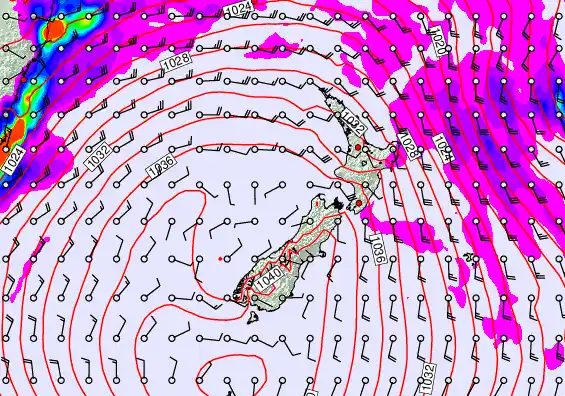 New Zealand forecast chart for Friday, May 15th, 2026 at 12:00 AM