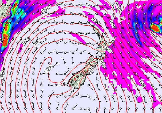 New Zealand forecast chart for Friday, May 15th, 2026 at 12:00 PM